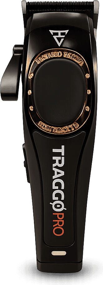 TraggoPro Blazik professional cordless hair clipper in black with rose-gold accents